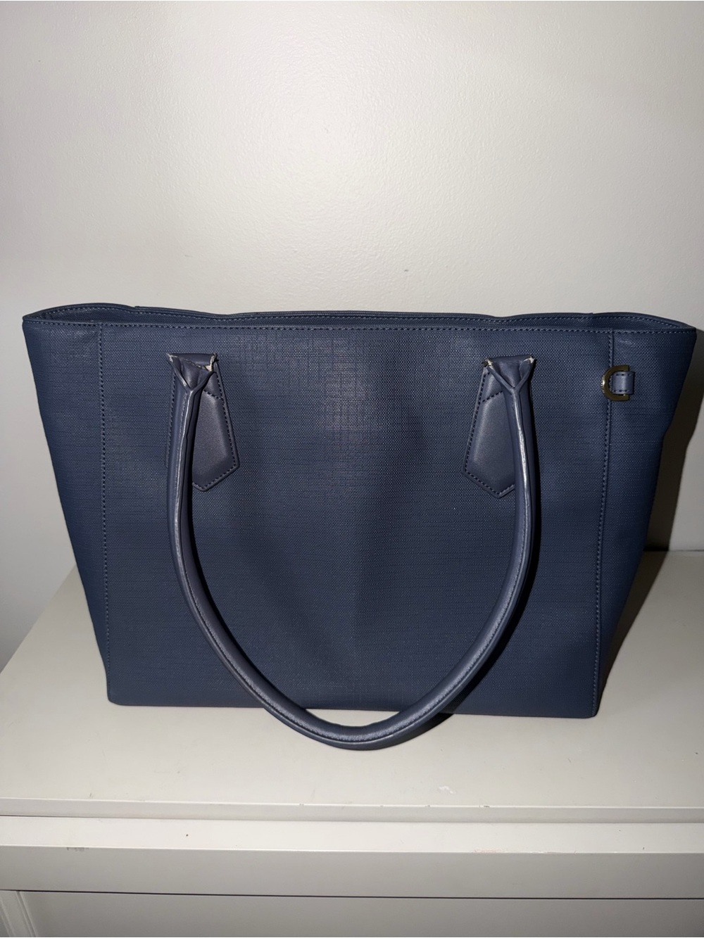 Dagne Dover Signature Tote Dagne Blue Coated Canvas Laptop Work Bag Dust Bag